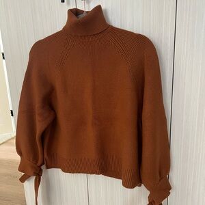 Turtleneck Sweater with Tie Sleeves